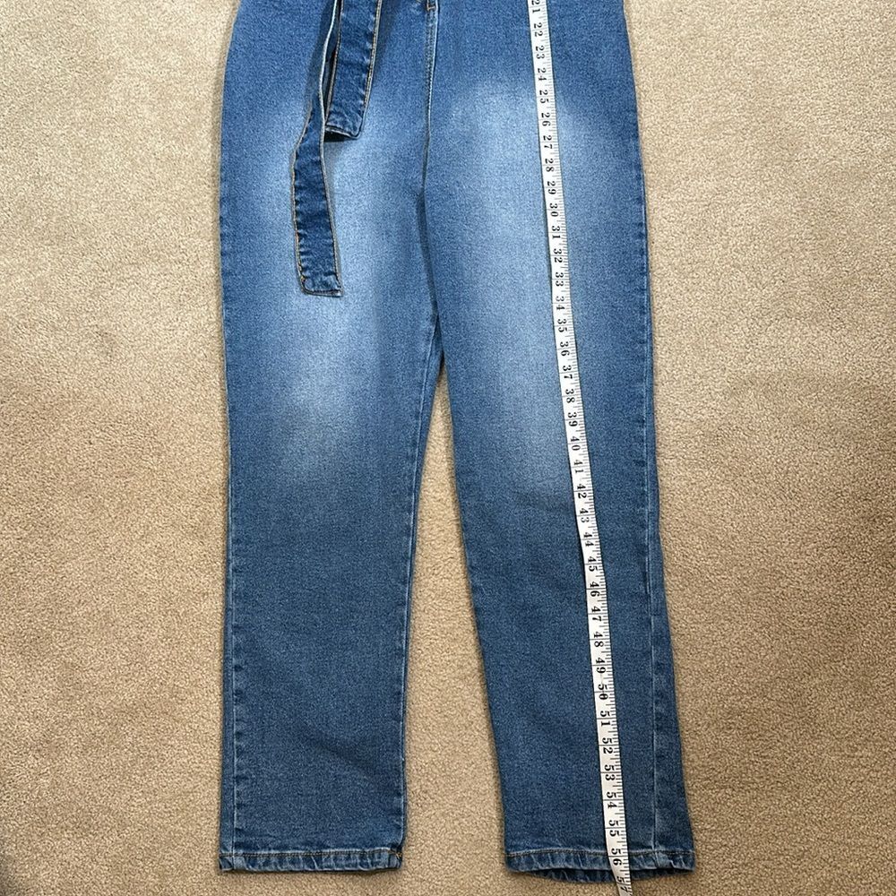 Avec Les Filles Denim Jumpsuit Shortsleeve Blue Cowgirl Cowboy Women Size 30 - Picture 6 of 11